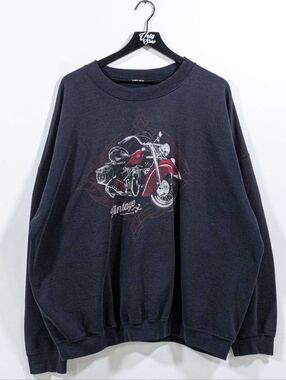Mens Vintage Motorcylce Graphic Crewneck Sweatshirt | Large